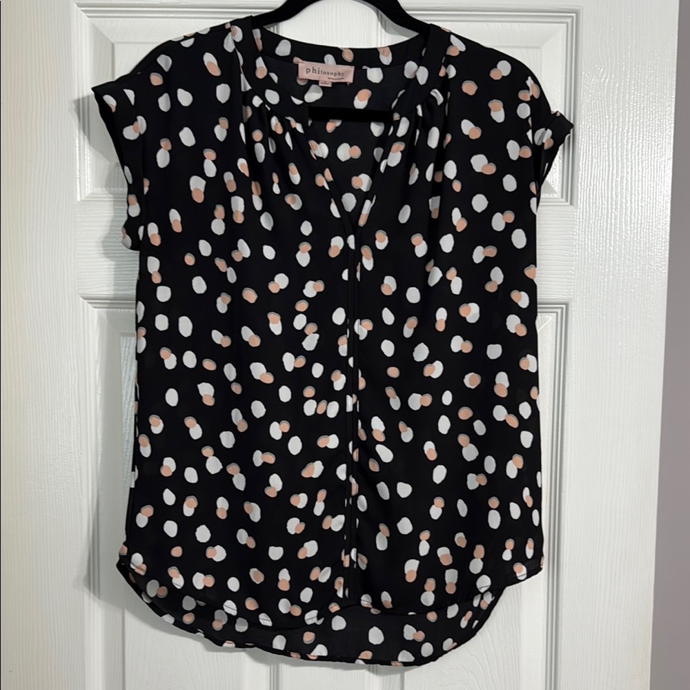 Philosophy Black and White Blouse Chic Top